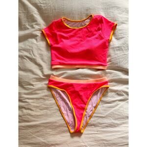 Hot pink bikini with sleeves